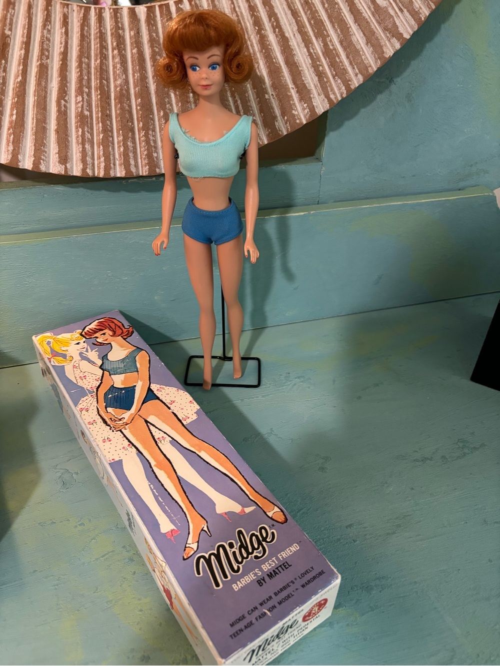 Vintage 1962 Mattel Midge Doll with original box & stand